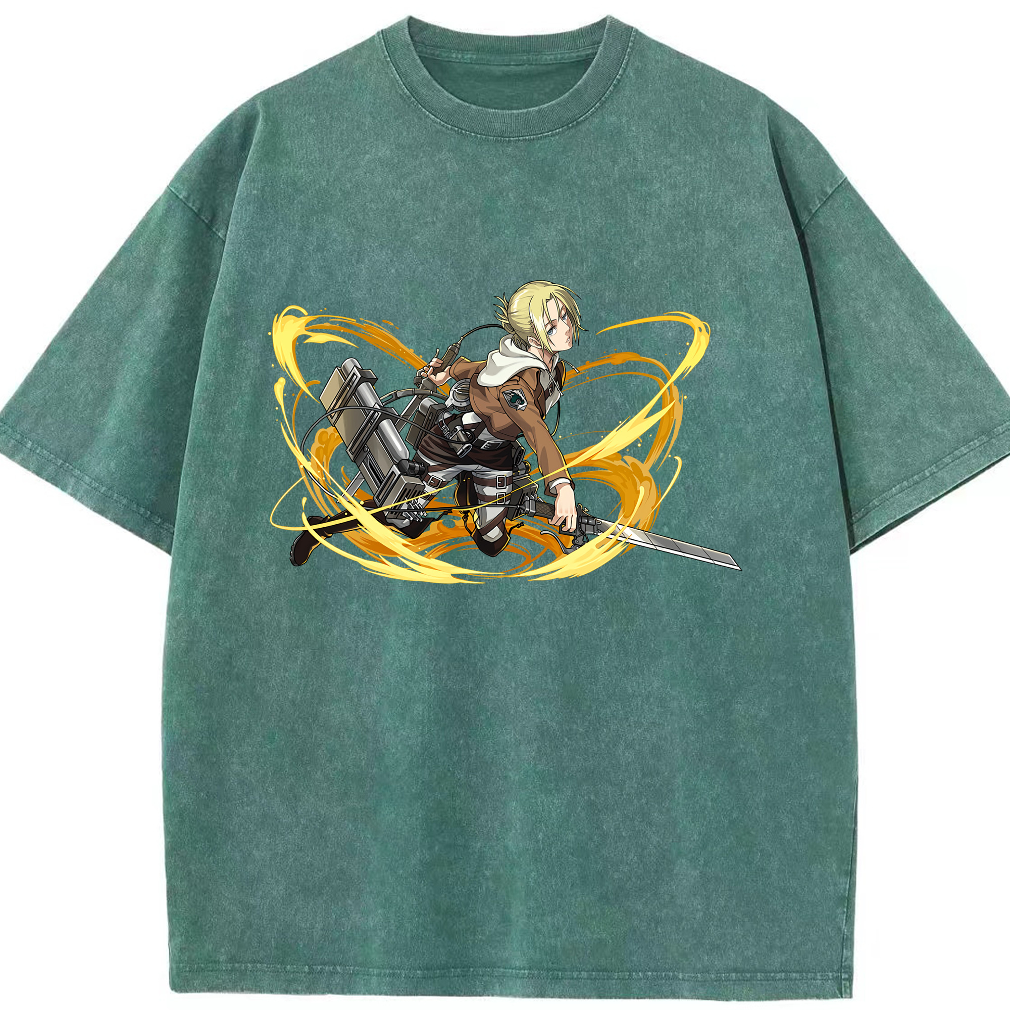 （画像用） 進撃の巨人 アニ・レオンハート Attack on Titan Annie Leonhart 綿100% ヴィンテージ風 半袖Tシャツ（フロントプリント）